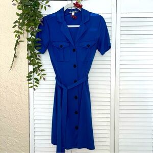 Tommy Hilfiger Collar Polo S wrap soft Spring Royal Blue Button Hamptons Dress